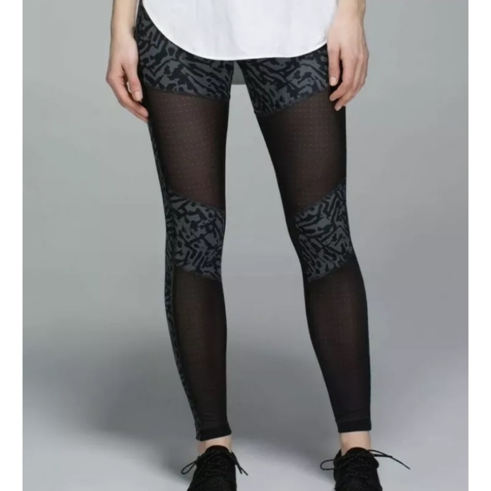 Lululemon Hot To Street Leggings Black Animal Mesh